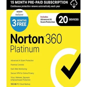 Norton 360 Platinum Antivirus for 20 Devices
